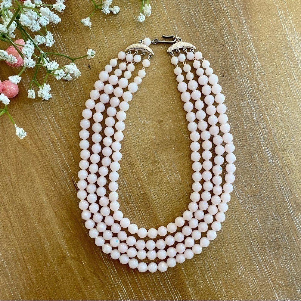 Vintage Pale Pink Beaded Necklace